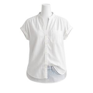 J. Crew White Cotton Poplin Camp Shirt – Short Sleeve – Size XXS